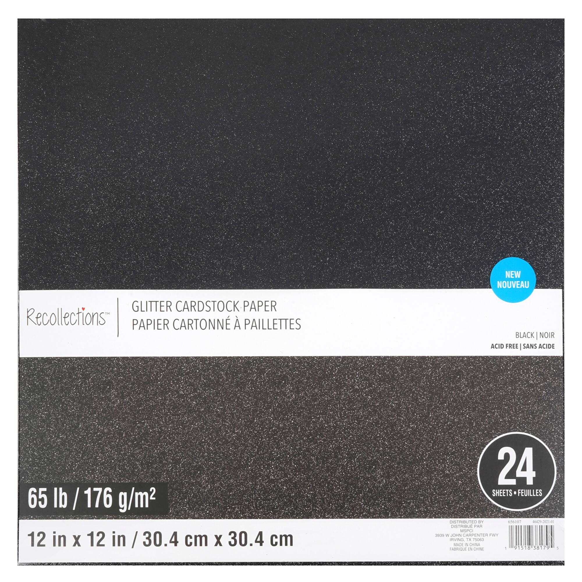 6 Packs: 24 ct. (144 total) Glitter 12" x 12" Cardstock Paper by Recollections